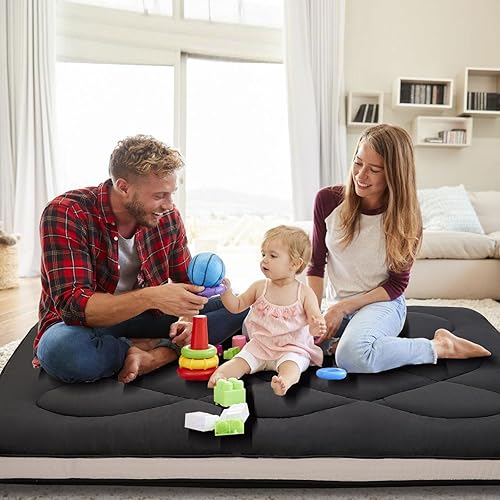 Miniatura 8 de DoCred Colchón de futón japonés tamaño individual de 39 x 80 pulgadas, protector de colchón de piso, tapete plegable de tatami, tapete portátil para