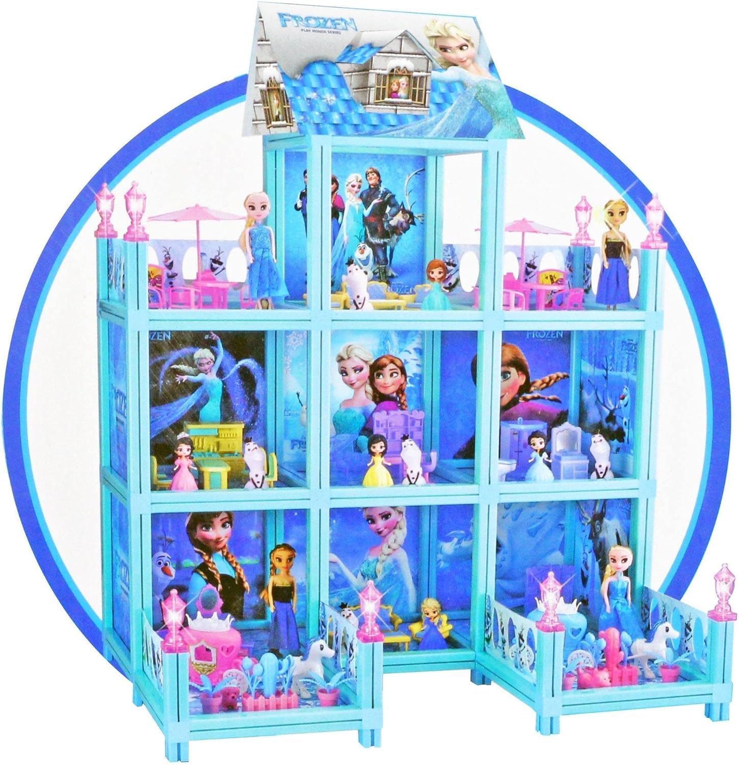 Frozen Doll House | Play Set | Girls Doll House | Play Set with Accessories | Dolls with Furniture| Role Play Set|Age for 3-8 Years (179- Pcs Frozen Doll House)-image-32