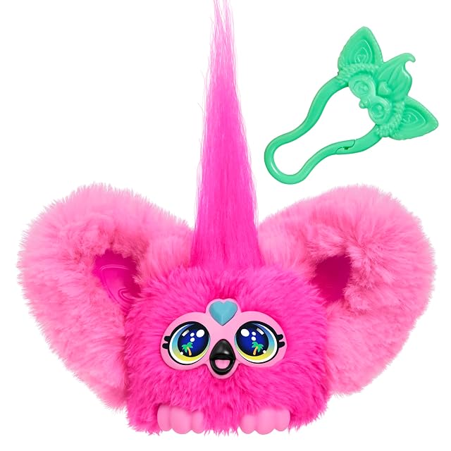 Hasbro Furby Furblets FLO-FLO, Minipeluche Rosa, Juguete Interactivo, Llavero Turquesa, Accesorios de Mochila