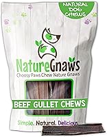 Nature Gnaws Beef Gullet Chews for Small Dogs 4-5" (20 Count) - Rawhide-Free Natural Beef Jerky Sticks, Grain-Free Dental Treats