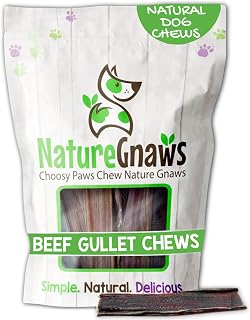 Nature Gnaws Beef Gullet Chews for Small Dogs 4-5" (20 Count) - Rawhide-Free Natural Beef Jerky Sticks, Grain-Free Dental Treats