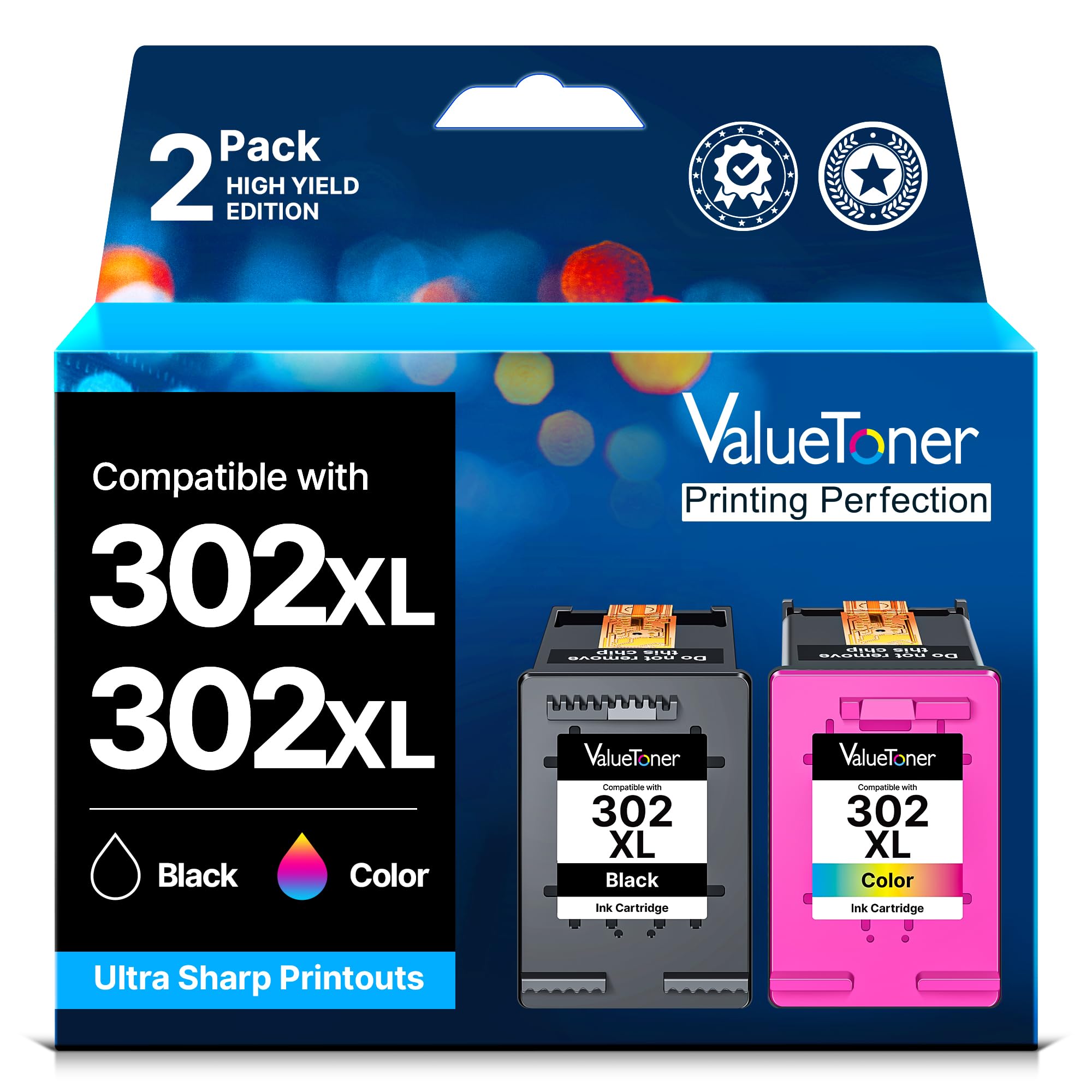 302XL 302 XL Multipack Druckerpatronen für HP 302 Druckerpatronen für HP Envy 4525 4520 4522 4523 4524 Officejet 3830 3831 3833 Deskjet 3630 3636 3638 1110 (2 Pack,302XL 302 XL)