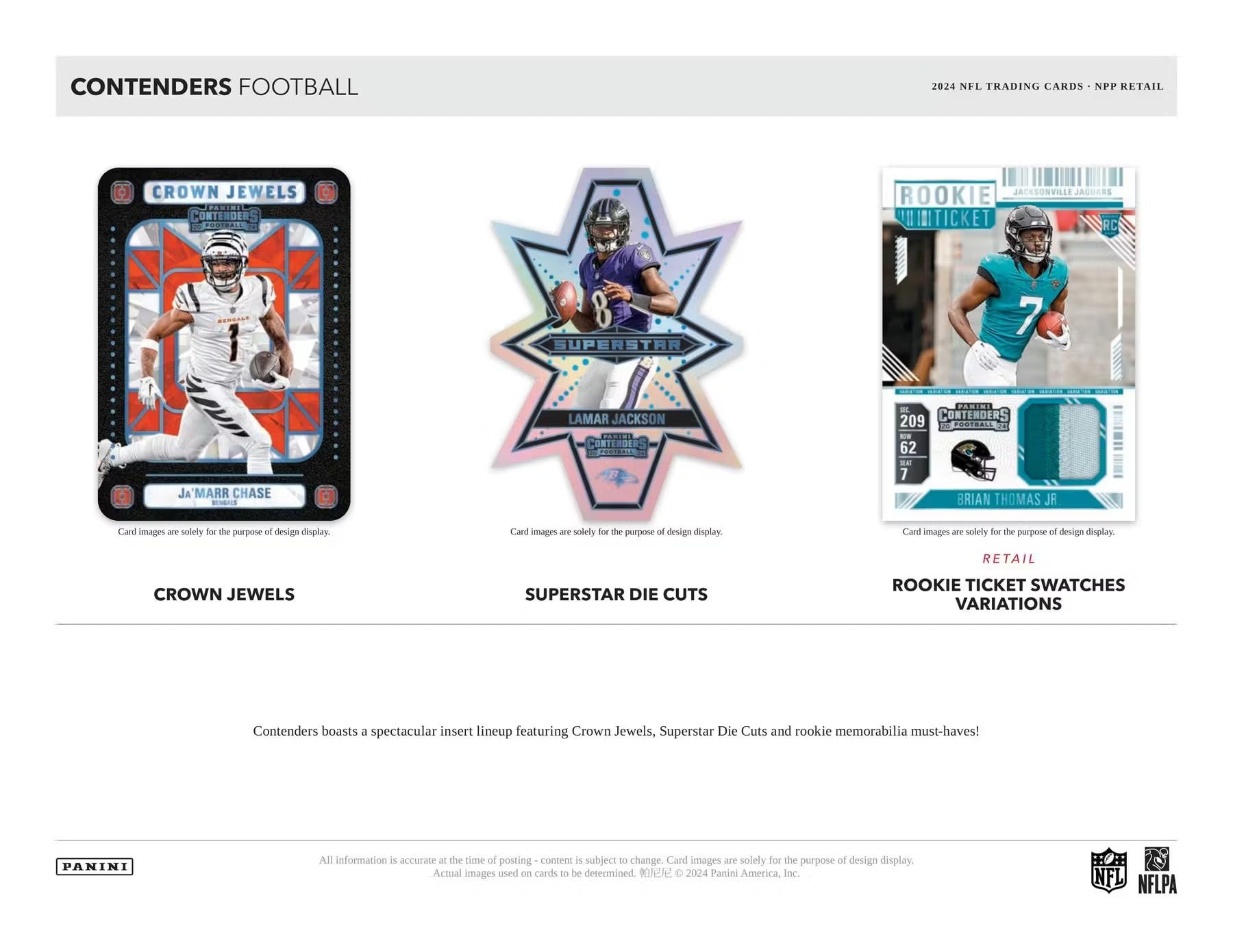 Panini Contenders 2024-25 - Caja de fútbol Americano de la NFL, Tarjetas coleccionables Oficiales, Incluye Paralelos exclusivos de Blaster, boletos e Insertos para novatos, Caja sellada al por Menor