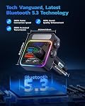 Nulaxy 54W [PD 36W & QC3.0 18W] Bluetooth 5.3 Car Adapter with 4 Charging Ports, Wireless Radio FM Transmitter Audio Receiver with Deep Bass MP3 Music Player, 5 Colors LED Backlit, Hands-Free Calling