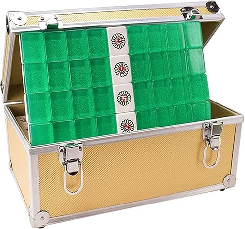 inBEKEA Más nuevo juego de azulejos Mahjong Set Grabado texto Groove chino Mahjong caja de embalaje de metal Mahjong Mahjong sólido Mahjong Set