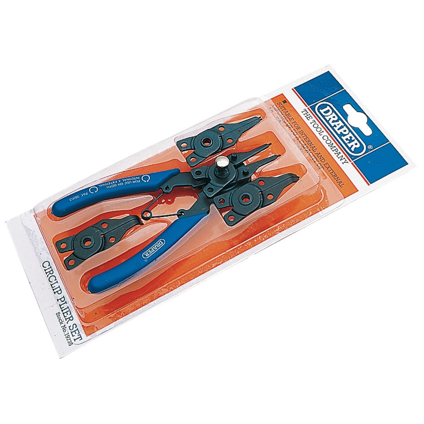 Draper 19735 Circlip Plier Set with Interchangeable Heads Set, 5 Pcs , Blue