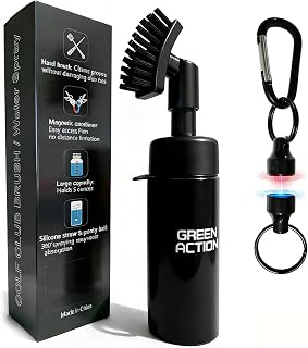 Golf Club Brush with Magnetic Clip & Water Sprayer - 5oz Capacity, Stiff Bristles for Deep Cleaning, Silicone Hose & Gravity Ball for Easy Use on Course