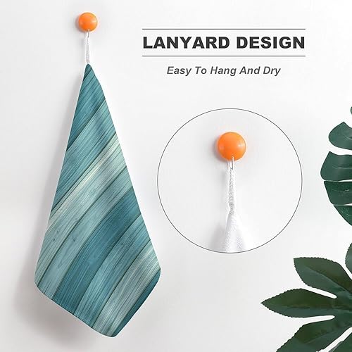 Miniatura 5 de Decorative Hand Towels for Bathroom - Retro Cyan Wood Grain A Print Soft Absorbent Small Bath Hand Towels for Kitchen, Farmhouse, Spa, Hotel, Guest