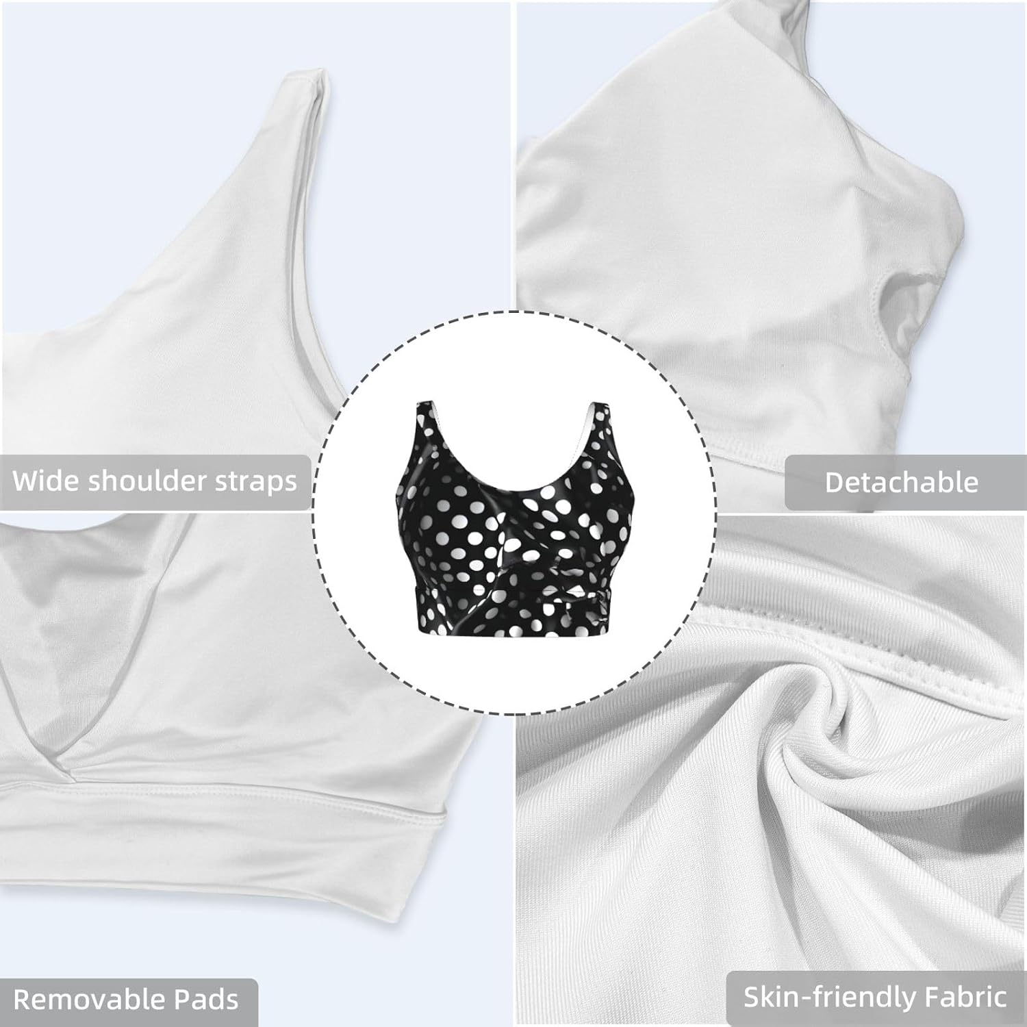 Black and White Corrugated dots Women's Sports Vest, Light Running Gear, Soft Polyester for Fitness Exercise Outfit