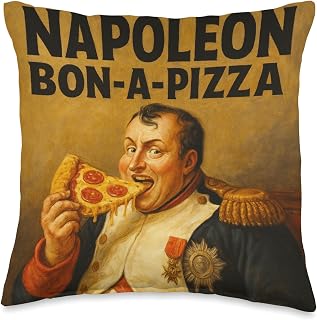 Funny Napoleon Bon-A-Pizza Funny Pun Meme for History Lovers Throw Pillow