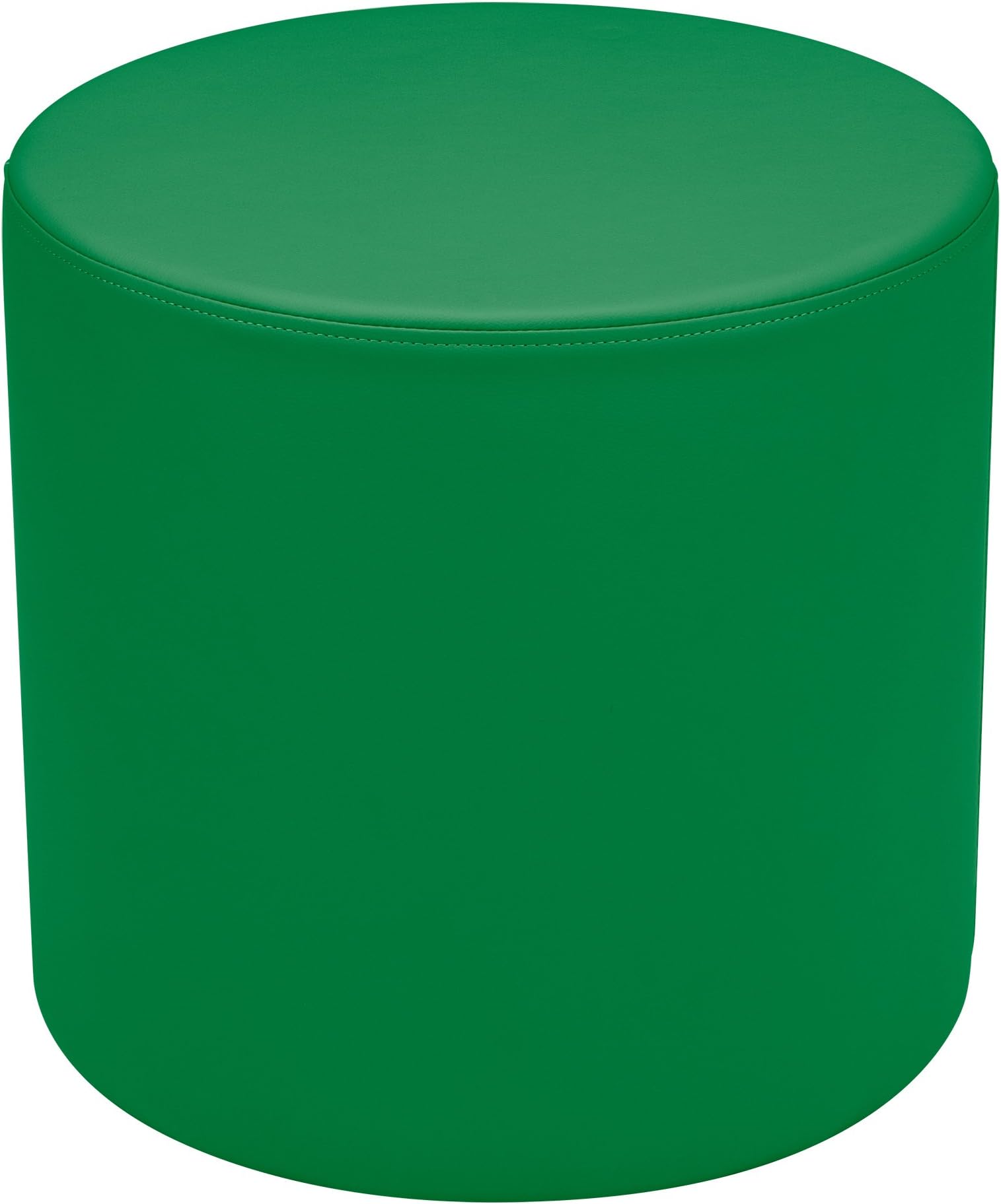 Shapes Structured Vinyl Soft Seating with Durable Frame- Round Cylinder Stool 18"H- Green
