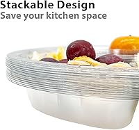 Vista 6 de 12 bandejas desechables para frutas, bandeja redonda de plástico para servir aperitivos con tapa, 6 compartimentos, recipientes divididos