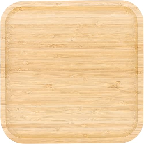 Miniatura 3 de JOIKIT Paquete de 3 platos de bambú de 10 pulgadas, platos de madera fina y pulida, bandeja de bambú para sostener frutas, pan, queso, nueces, café,