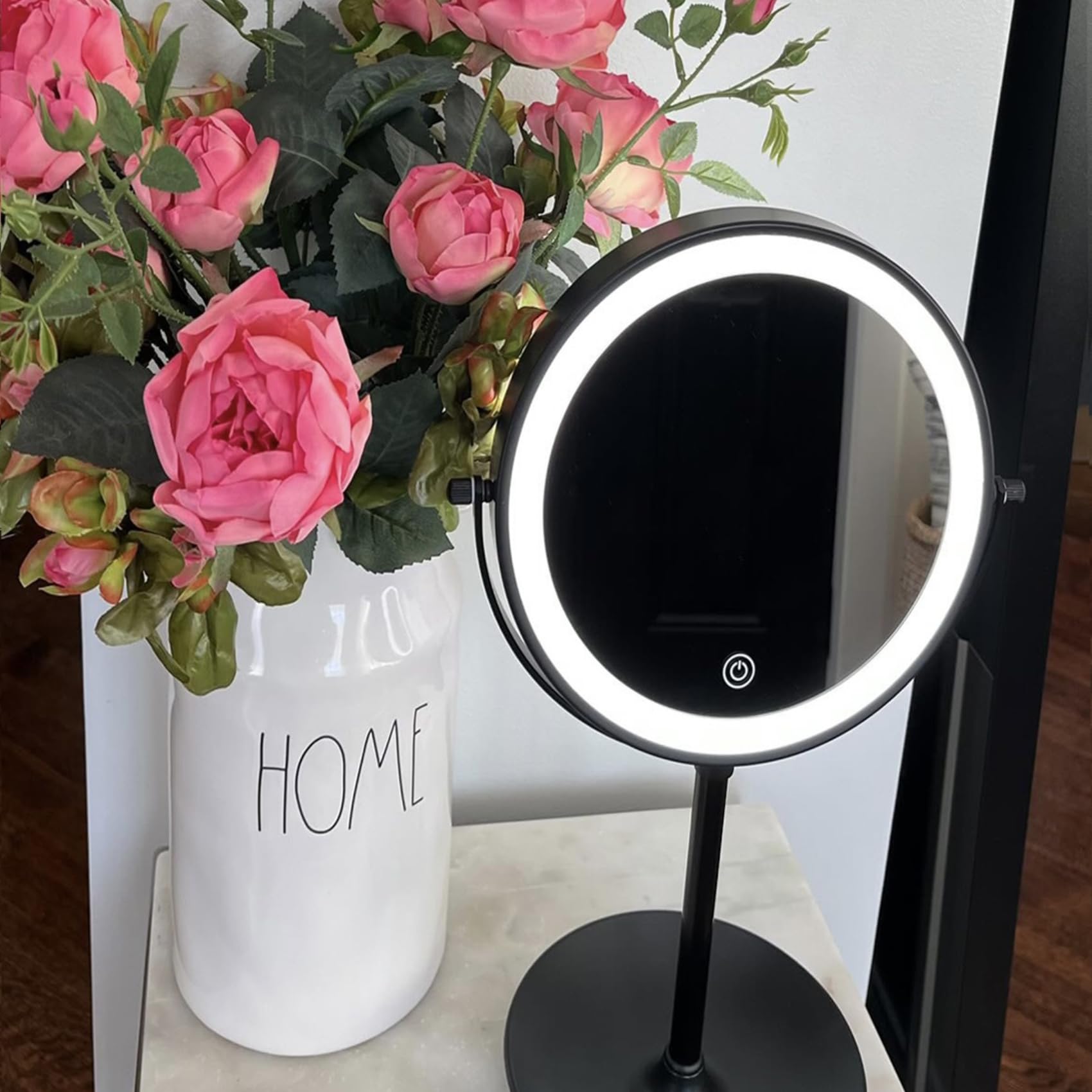 KEDSUM 1X/10X Espejo de maquillaje con luces, espejo recargable con aumento