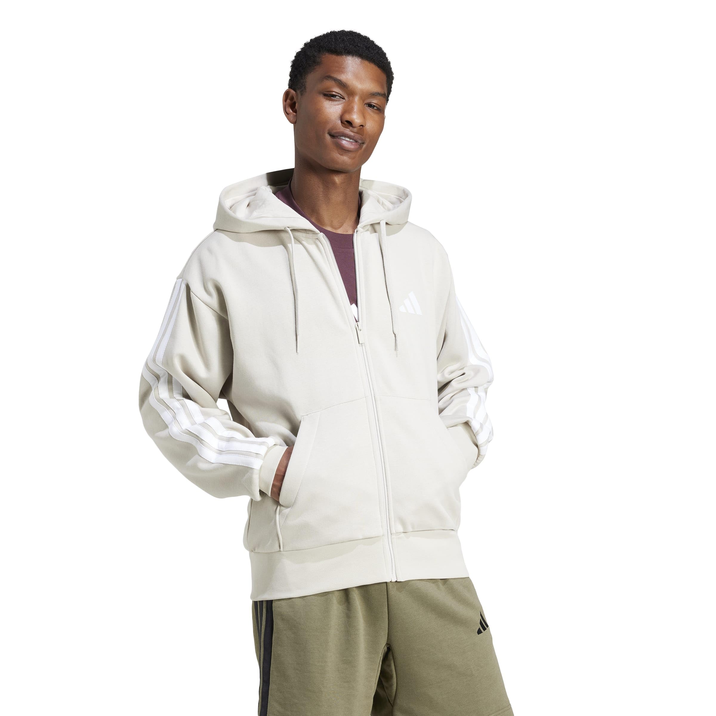 Adidas Herren Essential Three Stripes Fleece Zipper Hoodie
