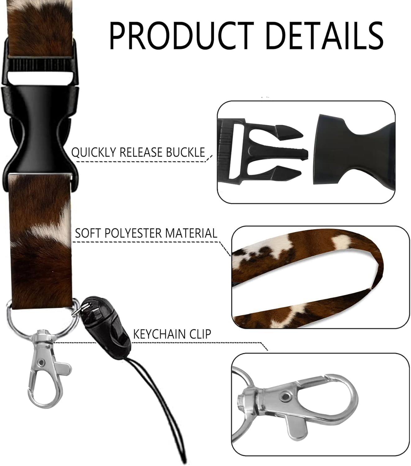 Badge Reels Retractable with Carabiner Reel Clip, ID Name Tag Work Badge Holder Belt Ferrule, Identity ID Badge Holder Cover Case for Office Work Nurse Teacher Student Gifts(Brown Cow Hide) - Image 3