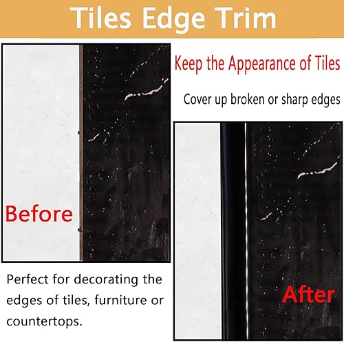 Miniatura 3 de wehua Borde de azulejos para despegar y pegar, bordes de pared autoadhesivos de 16.4 pies, moldura de esquina exterior en forma de L para decoración