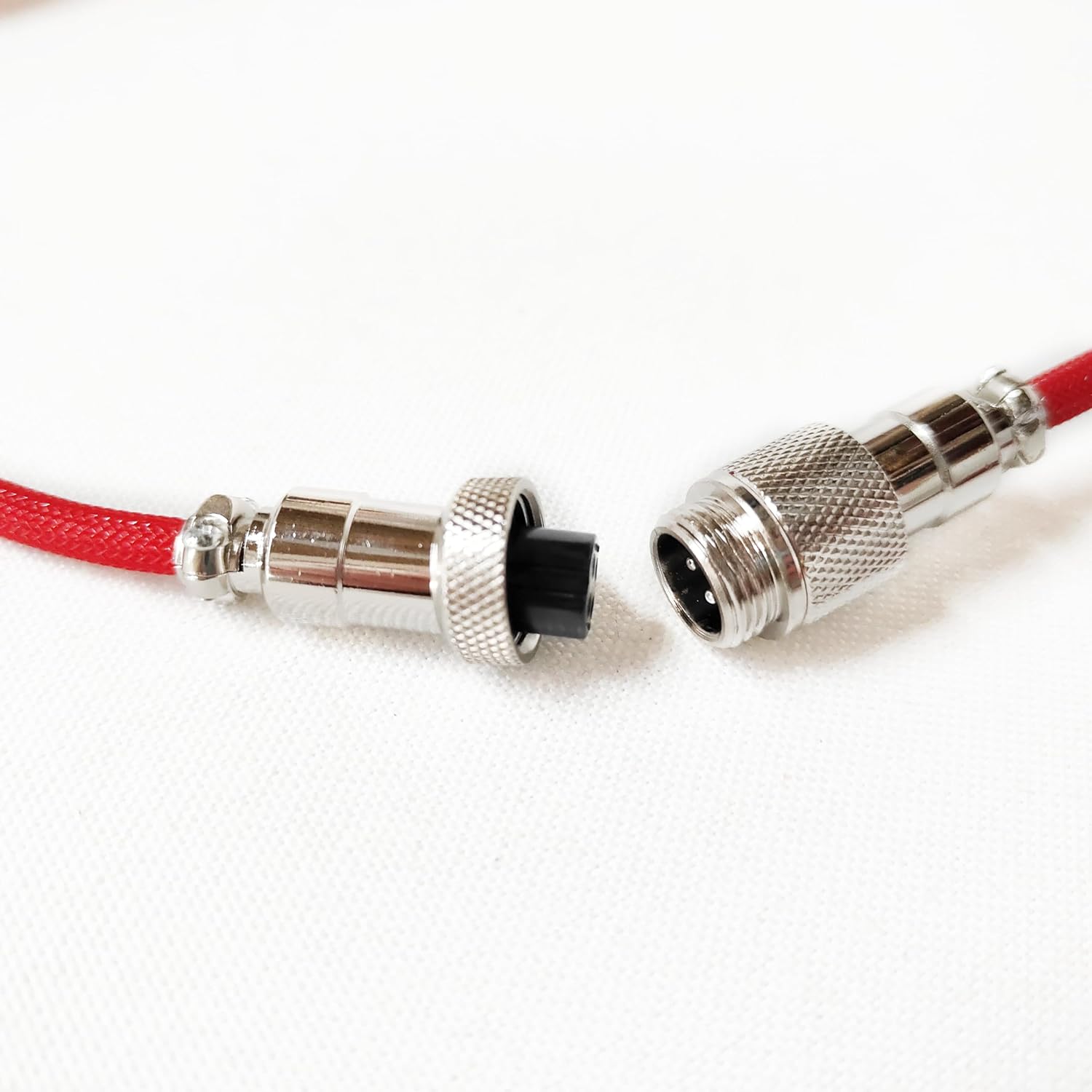 Glacier Premium Durable Quality Braided USB-C to USB-A Coiled Cable with Detachable Metal Aviator Connector Plug for Mechanical Keyboard (Red)