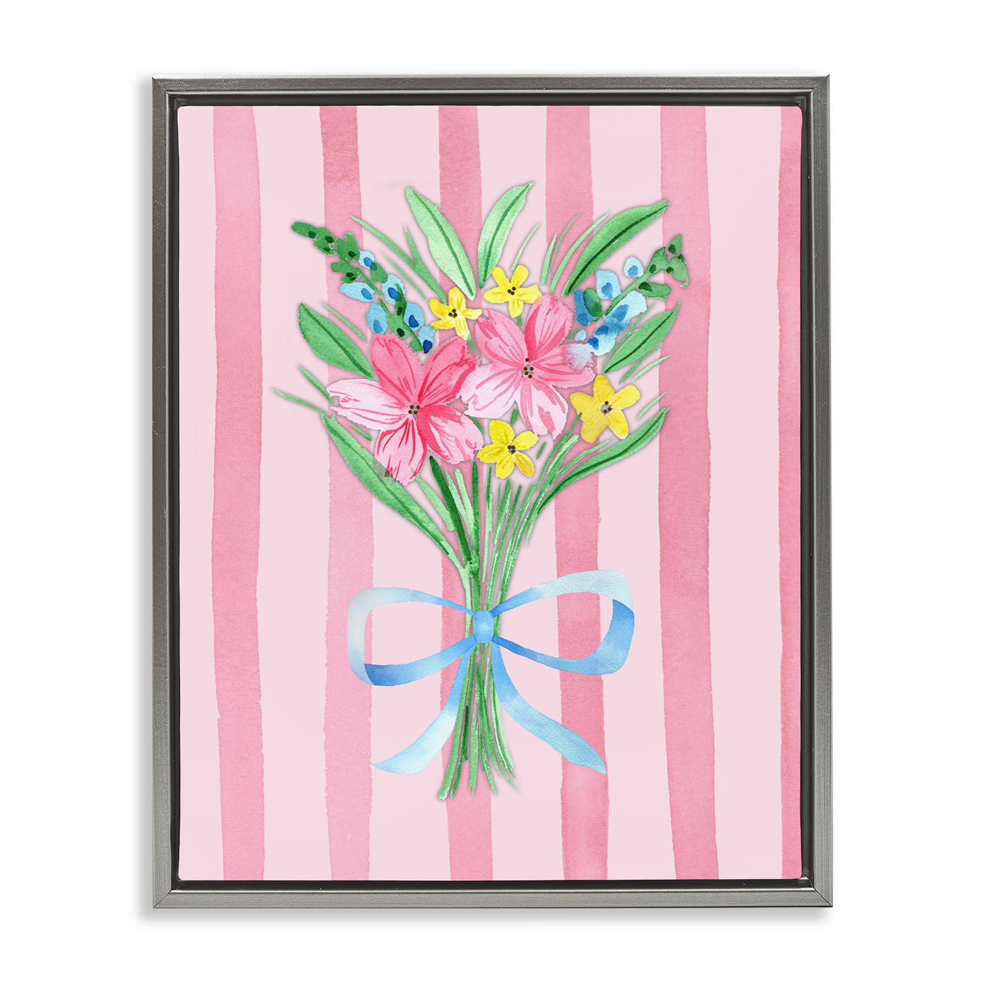 'Spring Bouquet Pink & Blue'| Floating Frame Canvas Art