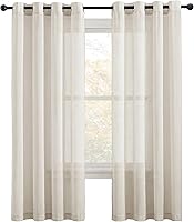 Vista 147 de NICETOWN Cortinas semitraslúcidas con textura de lino, con ojales, tratamiento de ventanas, cortinas verticales de lino con filtro de luz para sala