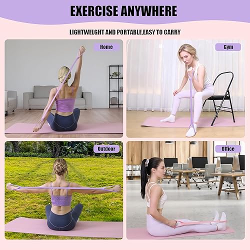 Miniatura 8 de Figure 8 Resistance Bands, 8-Shaped Exercise Band for Women Arms Shoulder Back Legs Stretching Pilates Yoga 2 piezas: rosa-15 libras/morado-25 libras
