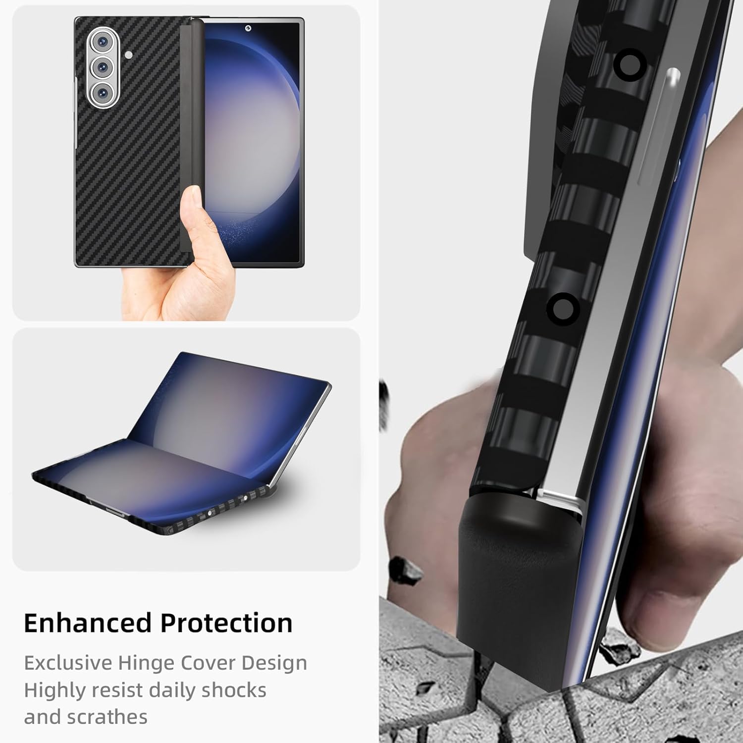 X-level for Samsung Galaxy Z Fold 7 Case,Slim Fit Carbon Fiber Matte Cover, Non-Slip Touch Feeling, Anti-Scratch Shockproof Protective Phone Case for Samsung Z Fold 7 2025, Black