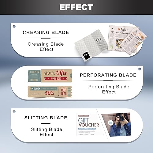 Miniatura 3 de Mxmoonant 3 en 1 máquina de plegado eléctrica 18 1/2 "(470 mm) papel Creaser Scorer perforador cortador para tarjetas, invitaciones, boletos 110V