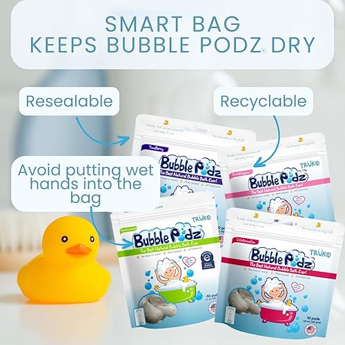 Miniatura 7 de TruKid Bubble Podz - Baño de burbujas para niños, niños pequeños y bebés, bomba de baño suave y refrescante sin lágrimas para piel sensible