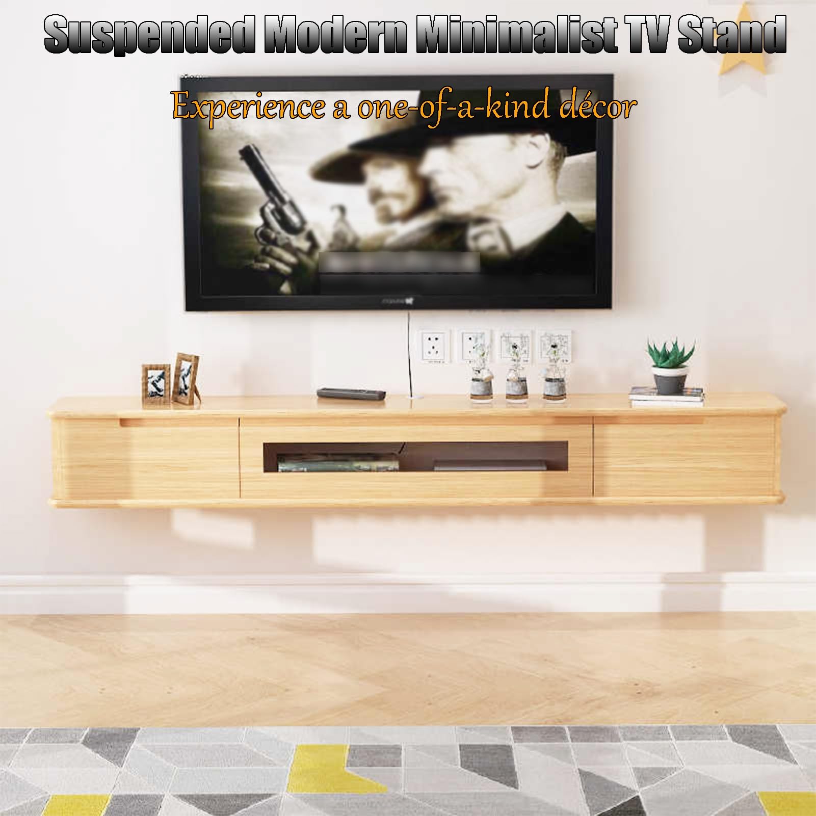 Naścienny stojak na telewizor z zamkniętym schowkiem do salonu i sypialni