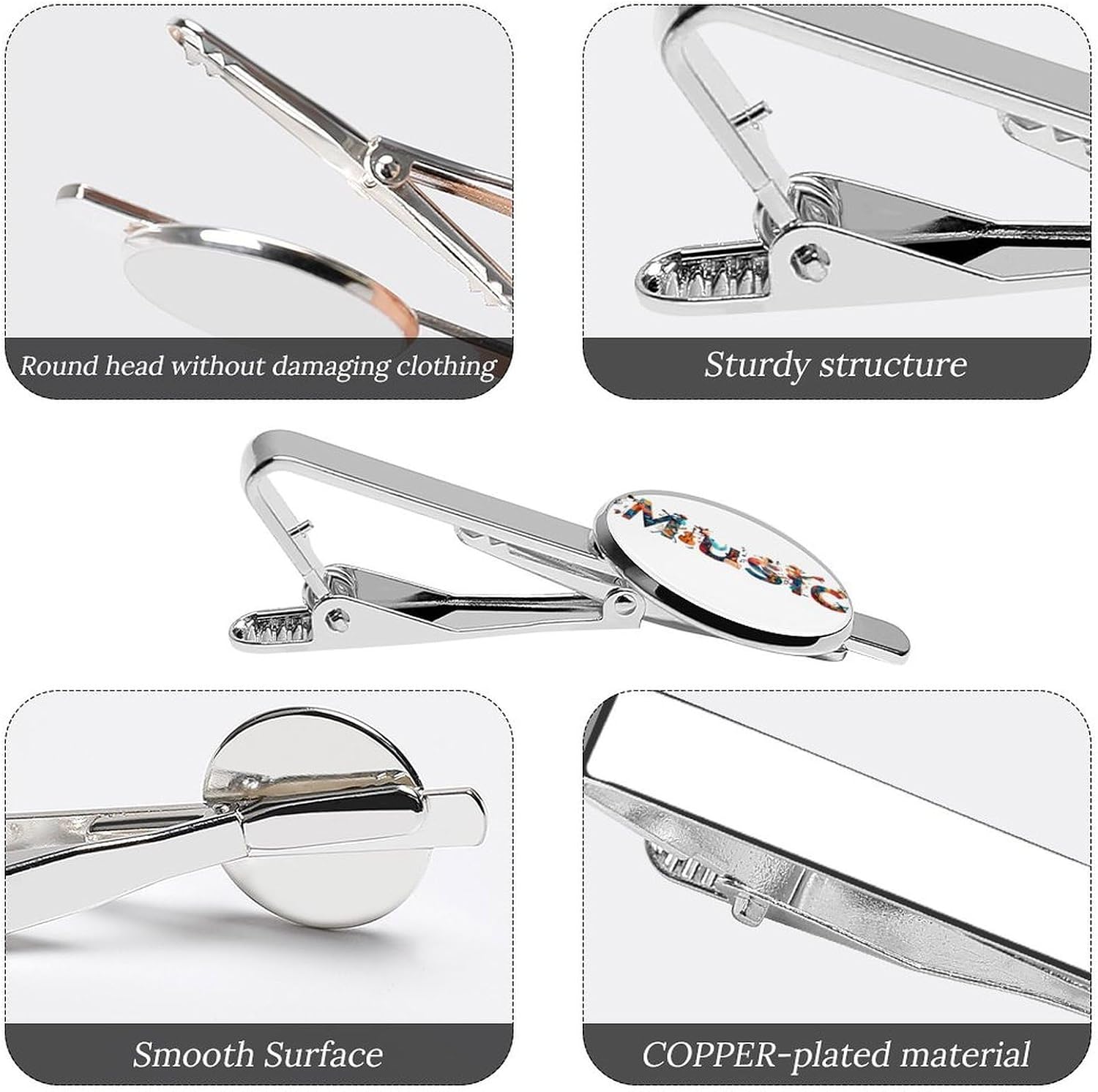 Music Men's Fashion Tie Clips 2 Pcs image 3