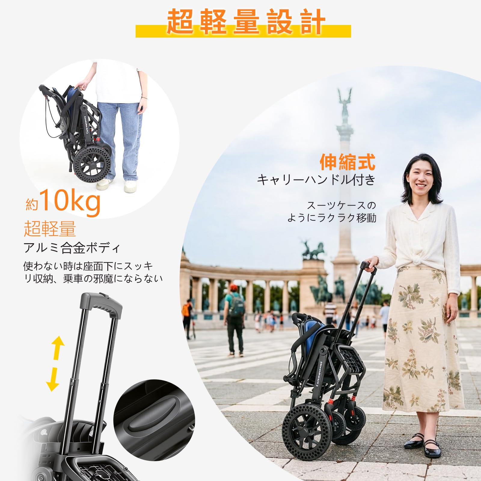 Amazon | Care-parents 車椅子 人間工学 介助式 軽量 折りたたみ