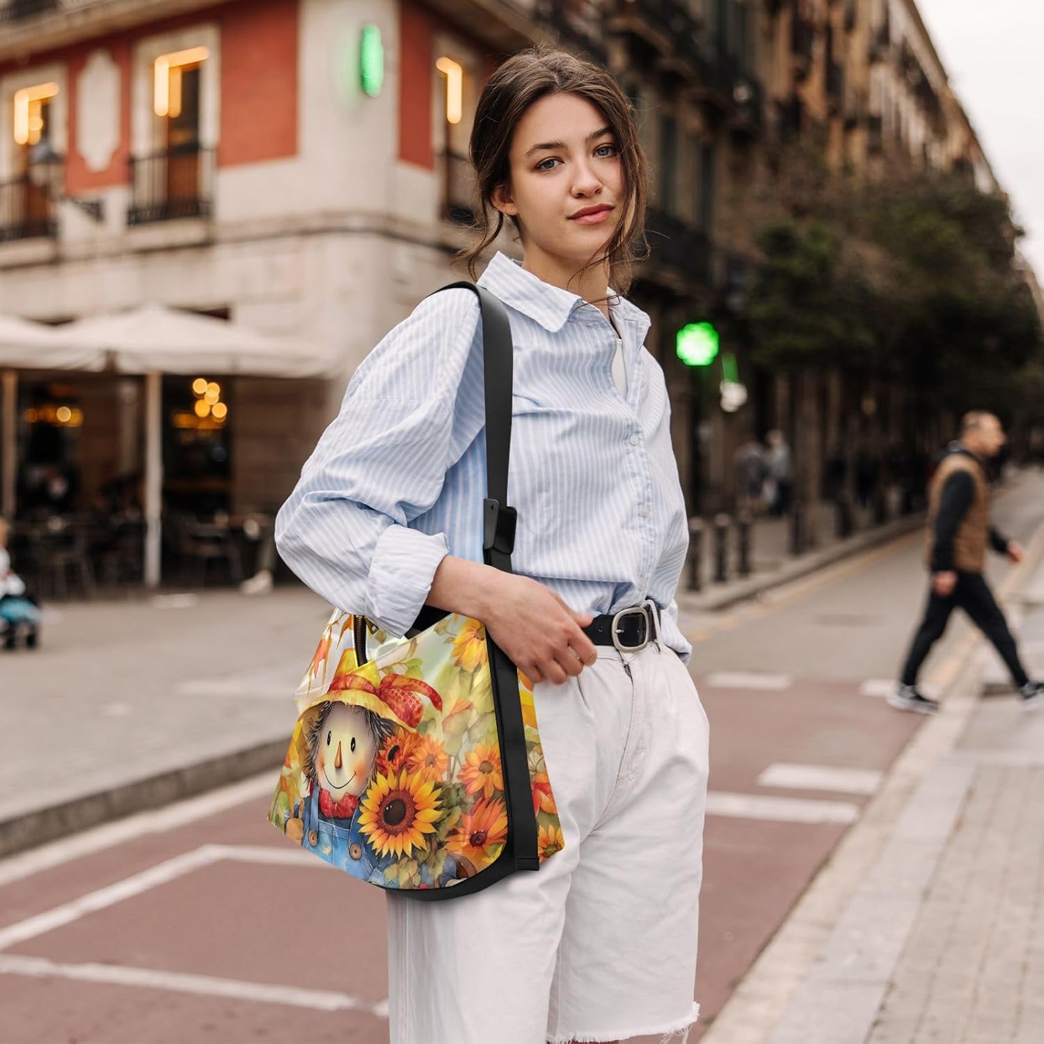 Sunflower Scarecrow Fall Crossbody Bag for Women Men with Adjustable Strap PU Leather Shoulder Hobo Purse Bag 20848633