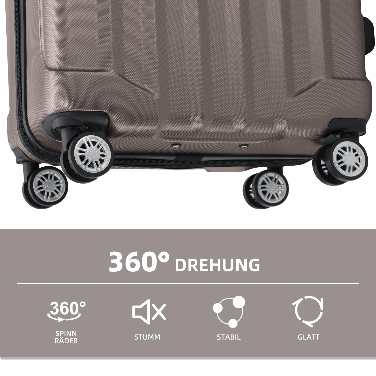 BEIBYE TSA-Schloß 2080 Zwillingsrollen 3 TLG. Reisekofferset Koffer Kofferset Trolley Trolleys Hartschale (Coffee, Set)