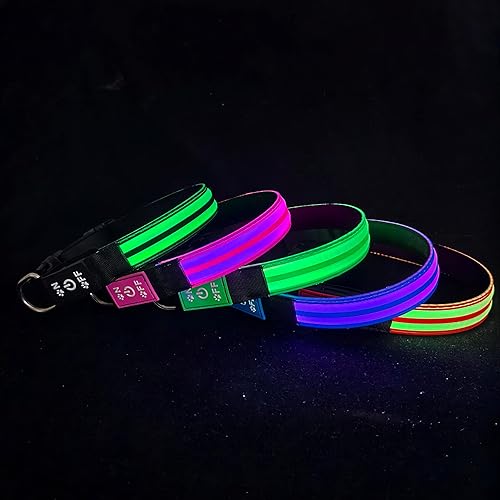 Miniatura 38 de Collar LED para perro, 15 modos de luz, USB-C recargable, silicona ajustable, varios colores (negro, M (11.8-15.7 pulgadas)