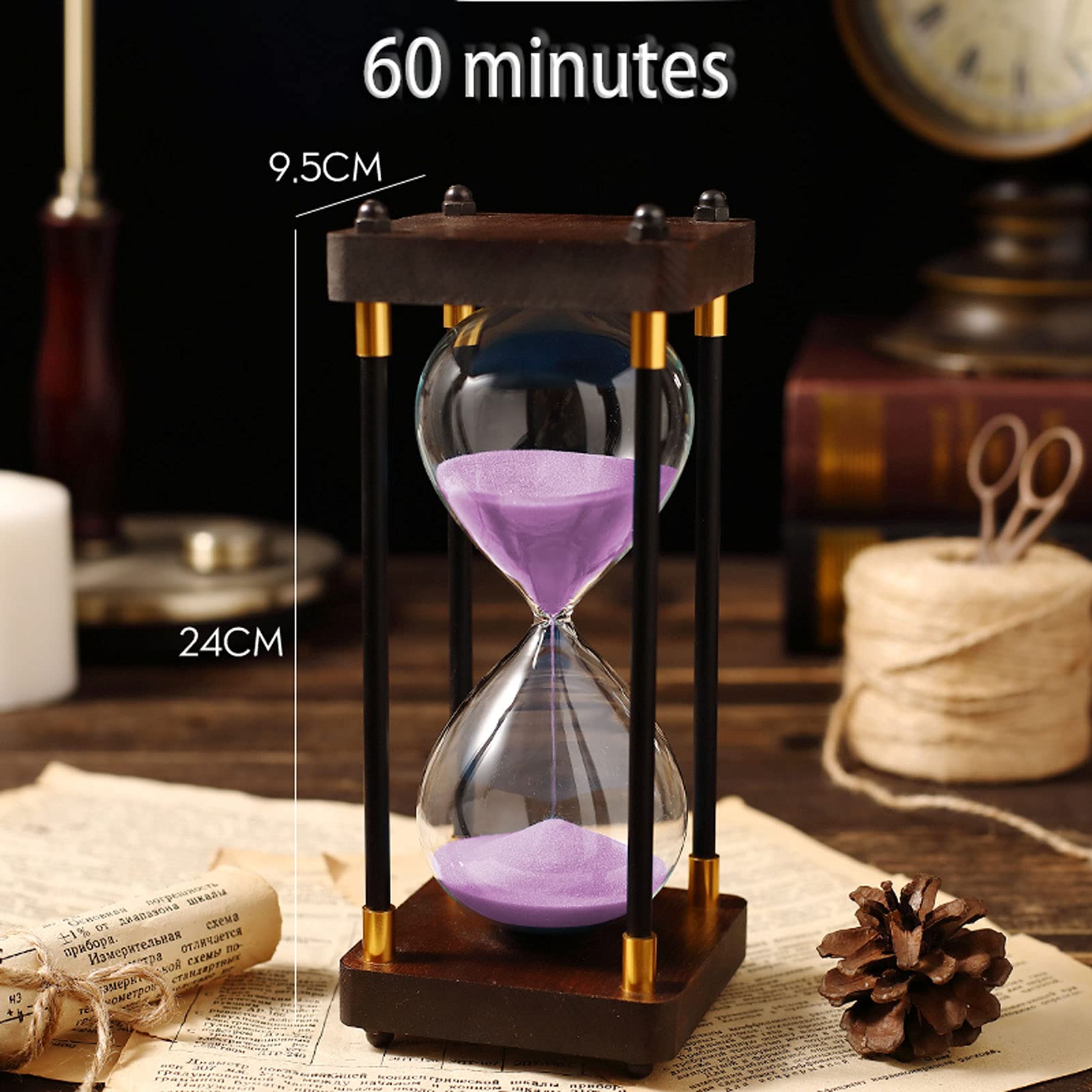 Elegante Reloj de Arena de 15 Minutos Reloj de Arena con Temporizador Cronómetro Reloj Temporizador de Arena para Cocina Reloj de Arena Decorativo de Cristal para el Hogar y la Oficina