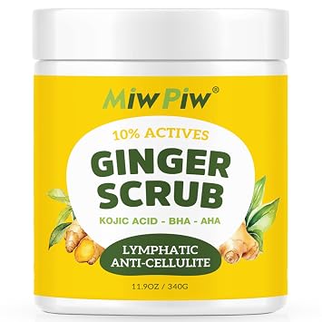 Ginger Body Scrub with AHA/BHA Lymphatic Drainage, Exfoliating, Anti-Cellulite, Skin Firming, Underarm Detox