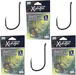Kit 30 Anzol Pesca Pesqueiro sem Farpa Liso Chinu Black Tamanho Numero 9