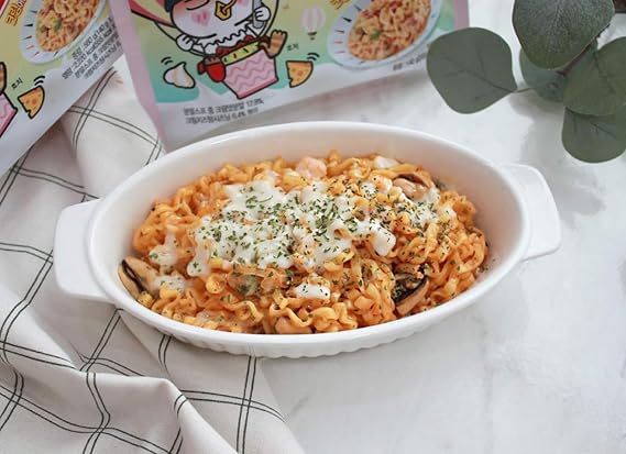 Buldak Noodles Hot Chicken Flavor Ramen 10 Pack - Ramen Instant NoodlesExcellent for Snack and Soups (Carbonara + Cream Carbonara)