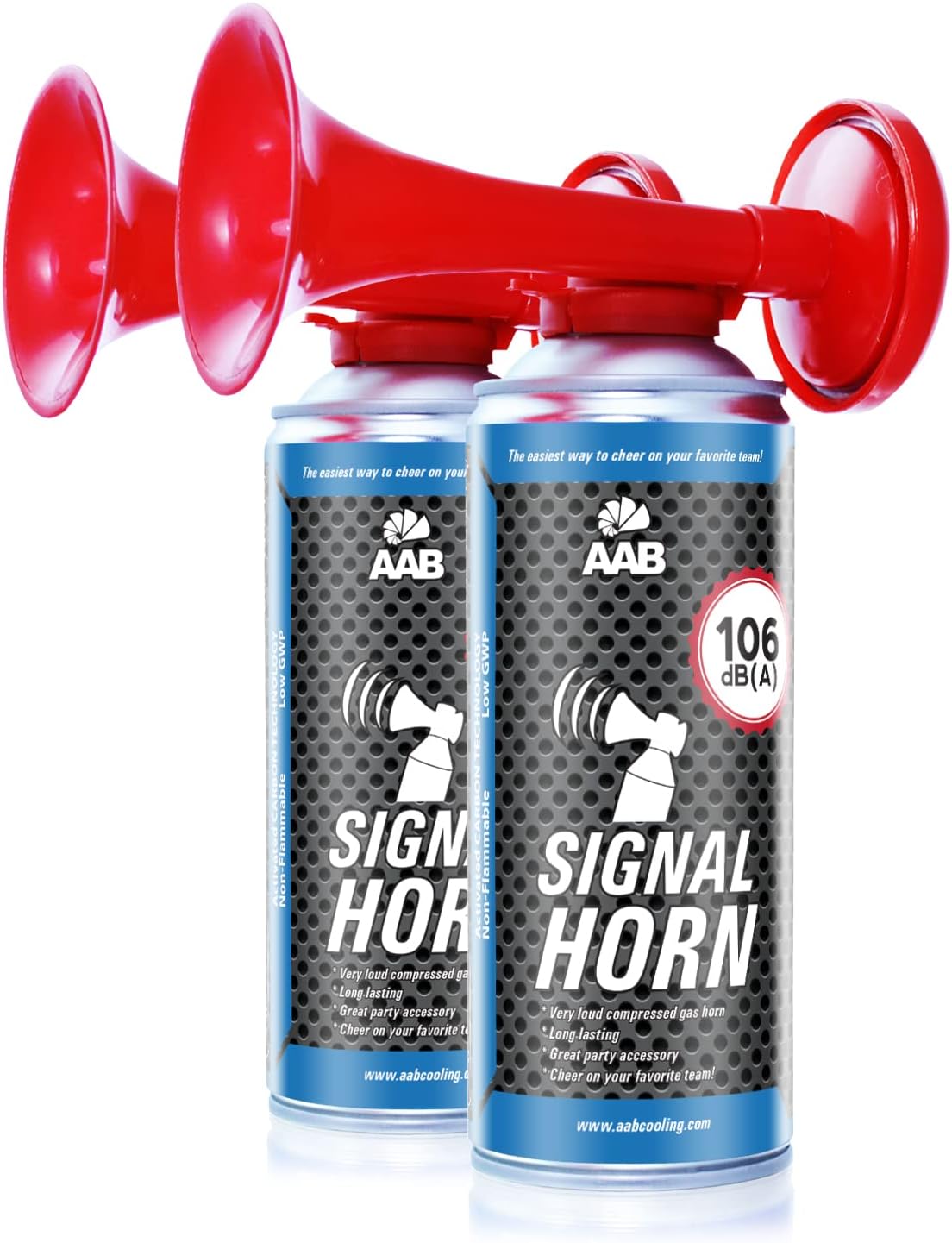2x AABCOOLING Signal Horn 106 dB(A) Non-flammable Product-Up to 120 Short Sound Signals, Loud Party Horns, Gas Air Horn, Bull Horns, Long Lasting Hand Held Horn, Sport, Hand Held Horn Boat Safety