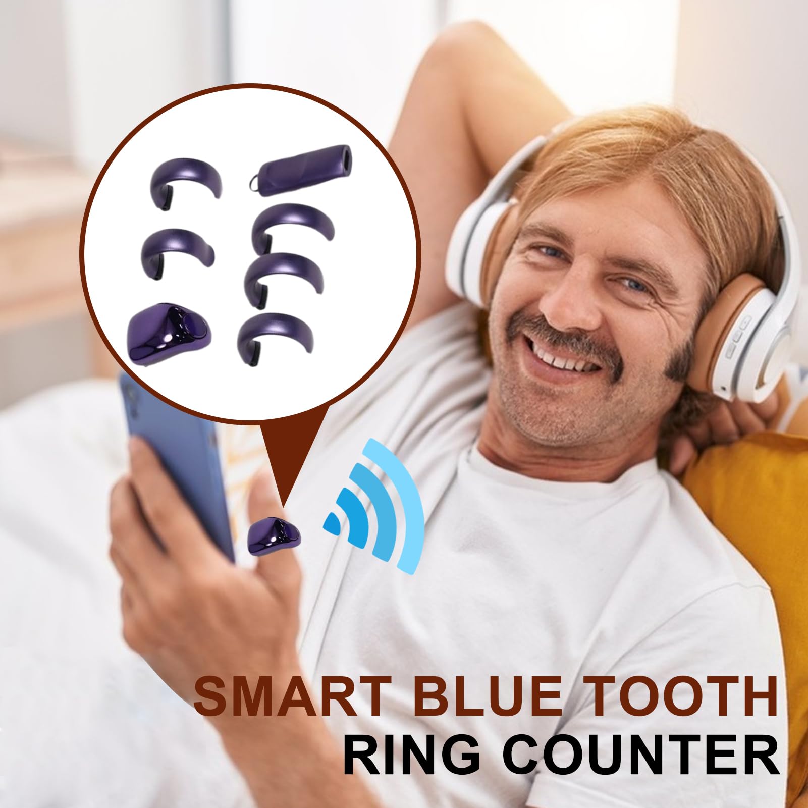 Smart Ring Counter, Contatore di conteggio indossabile, 24 mm/16 mm/0,63 pollici, clicker elettronico per dita, design compatto impermeabile, 5 opzioni di dimensioni, per preghiera, meditazione
