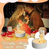 Yizemay Macska Mécsestartó - Gyanta Dekoráció Nappali és Hálószoba Díszítésére, Asztali Dísz, Ajándék Macskarajongóknak, 6 cm 4