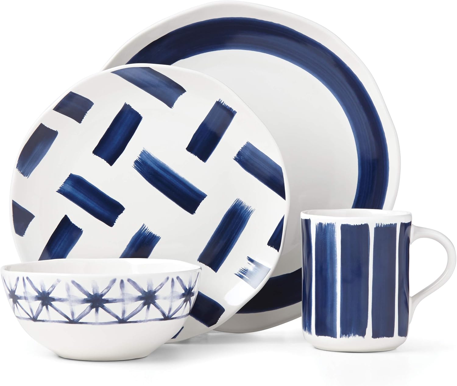 Lenox Painted Elements Indigo Brush 16 Piece Dinnerware Set