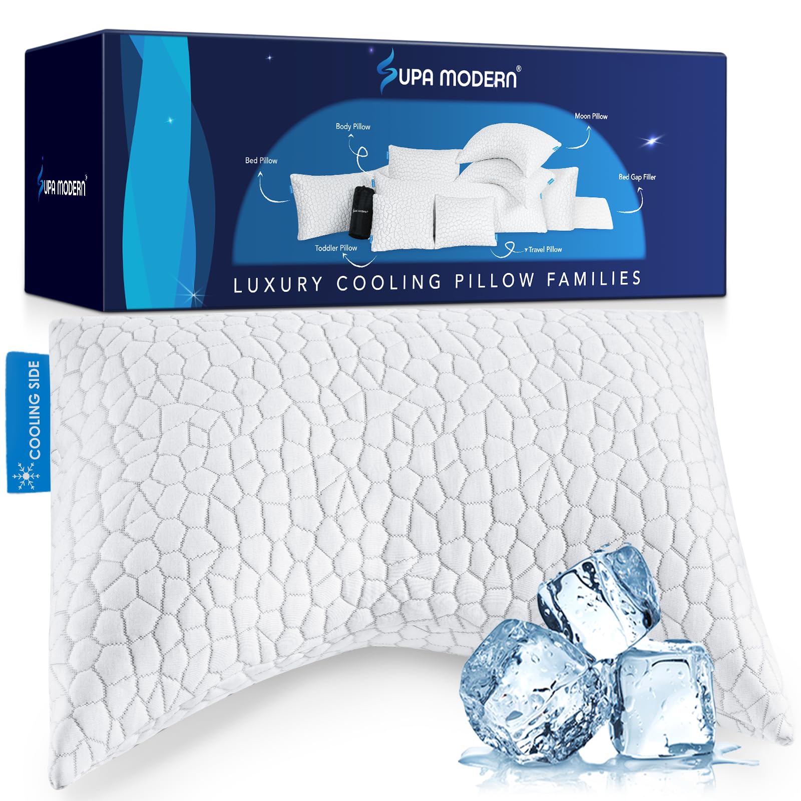 Side Sleeper Pillow for Adults, King Size Cooling Pillow for Neck and Shoulder Pain Relief, Adjustable Firm Soft Shredded Memory Foam Pillows for Side Back Stomach Sleepers, Bed Pillows for Sleeping
