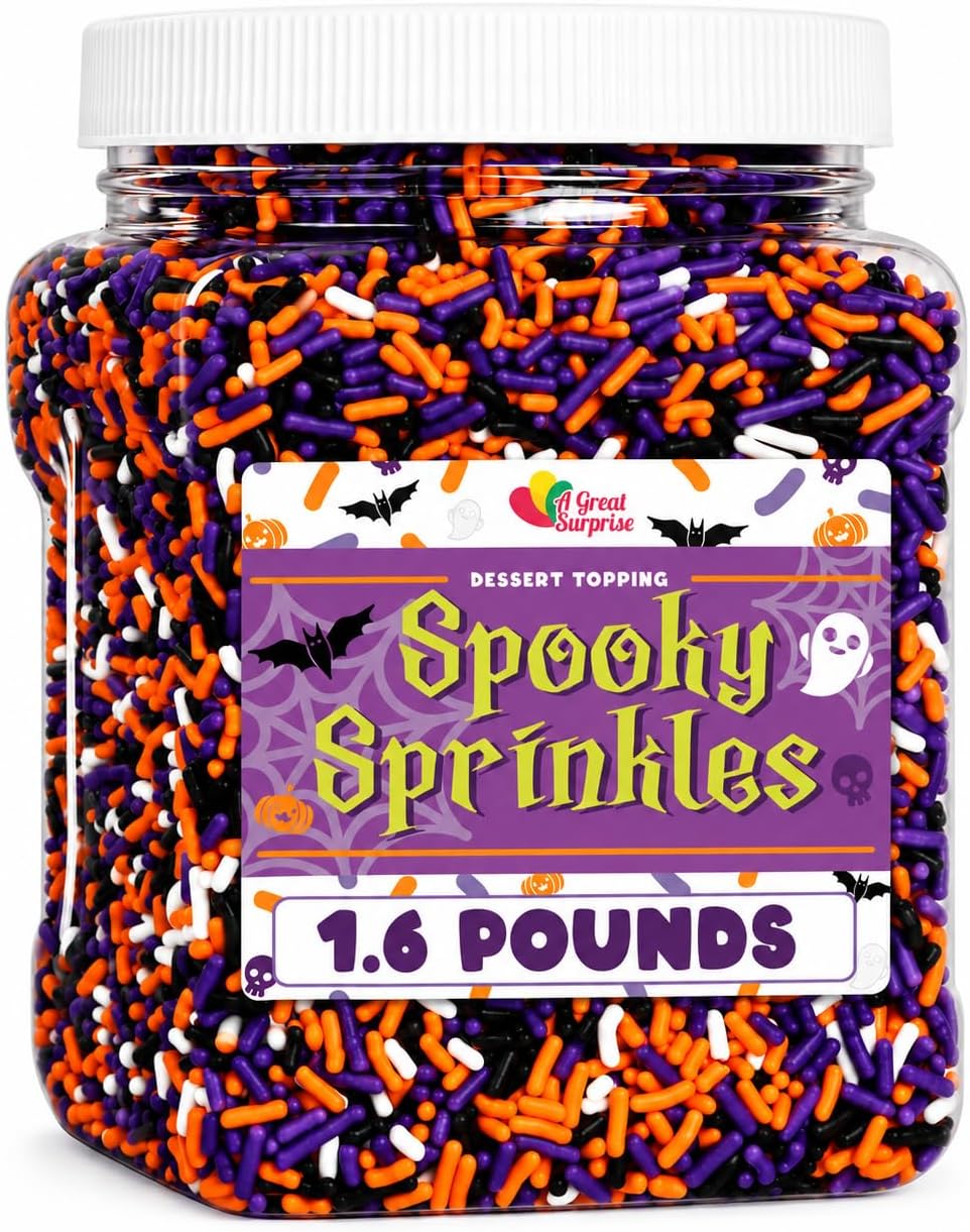 Halloween Sprinkles - Bulk Sprinkles - 1.6 LB - Orange, Black, Purple and White Jimmies
