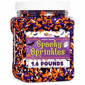 Halloween Sprinkles - Bulk Sprinkles - 1.6 LB - Orange, Black, Purple and White Jimmies