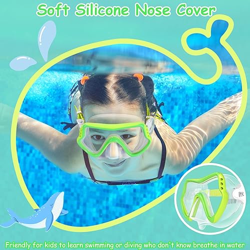 Miniatura 4 de Gafas de natación para niños con cubierta de nariz para jóvenes de 8 a 15 años, antivaho HD Visión Gafas de piscina gafas de natación de agua