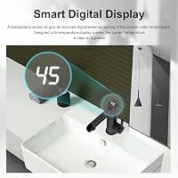 Briwellna Elektromos Csaptelep 220V Digitális Kijelzővel Fekete Rozsdamentes Acél Melegvíz Csap Fürdőszobába 3