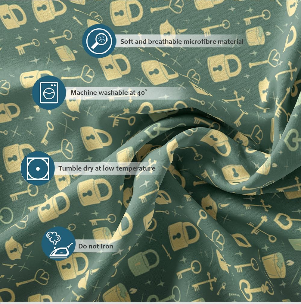 Juego Ropa Cama Suave y Transpirable con Estampado de Dibujos Animados Set de Fundas de edredón de 3 Piezas con Patrones Beige Verdes 2 Fundas de Almohada para habitación bebé 240 x 220 cm