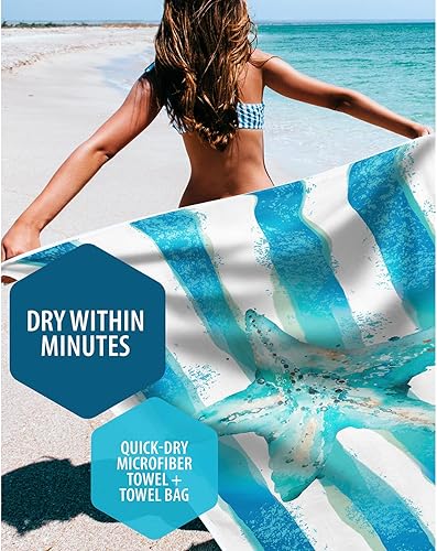 Miniatura 2 de VENTURE 4TH Toalla de playa de microfibra secado rápido, compacta, sin arena, absorbente, a prueba de arena y ligera, perfecta para camping, playa y
