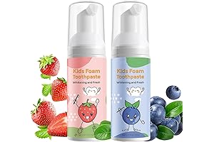 Foam Toothpaste Kids: Natural Formula for U-shaped Toothbrushes, Strawberry & Blueberry